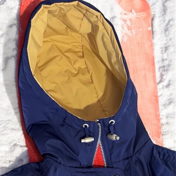 Obermeyer Vintage Rosi Snow Jacket Shell Hooded Blue Gold and Red Women SZ10 - Picture 15 of 16